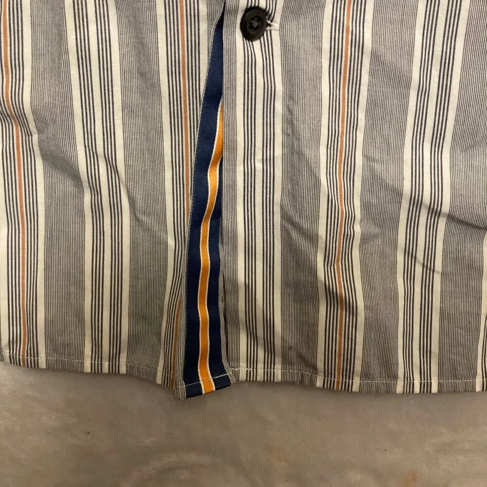 Banana Republic‎ Button Up Shirt Blue Orange Striped Long Sleeve Mens XL